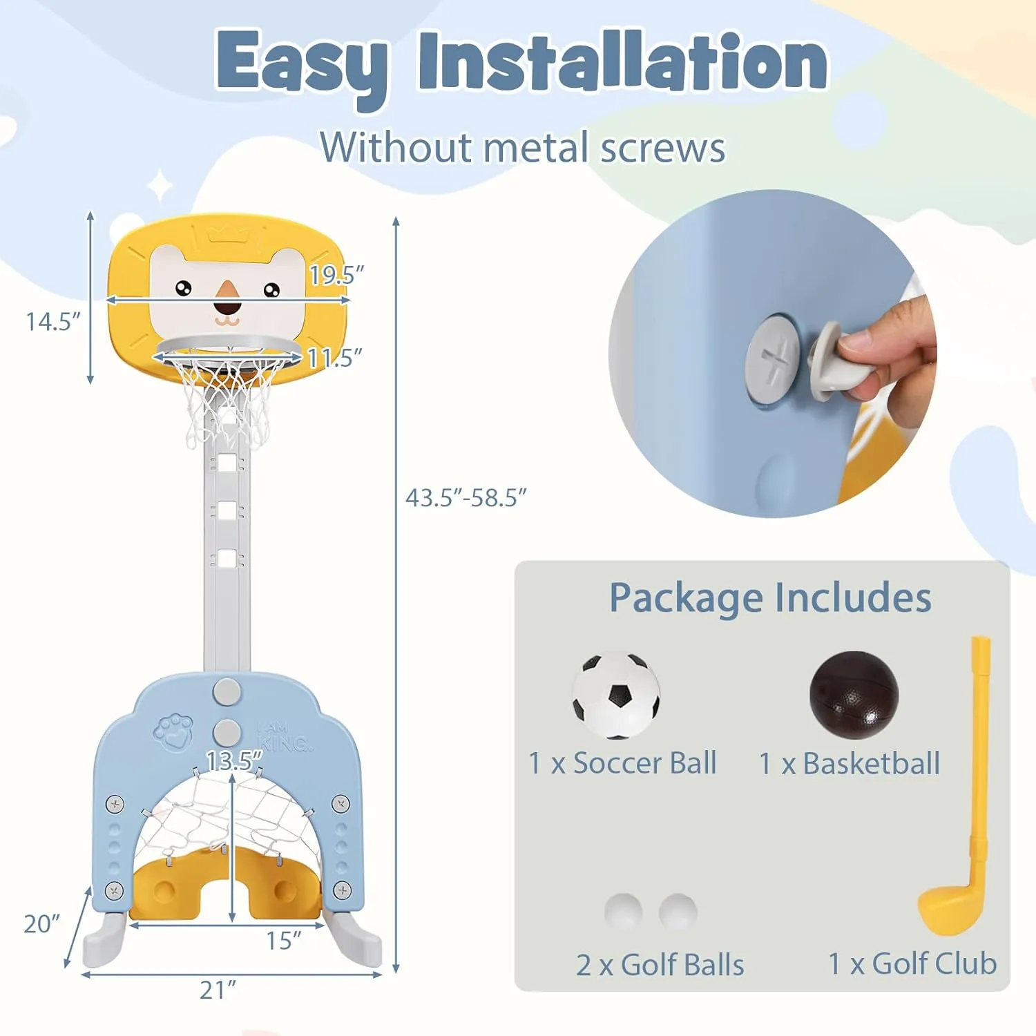 HONEY JOY Kids Basketball Hoop, Outdoor Indoor Mini Basketball Goal Toy Stand, Adjustable Height, Play Game Preschool Birthday Gift, Toddler Basketball Hoop for Boys Girls