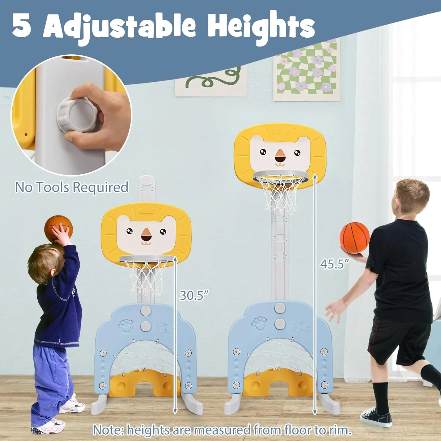 HONEY JOY Kids Basketball Hoop, Outdoor Indoor Mini Basketball Goal Toy Stand, Adjustable Height, Play Game Preschool Birthday Gift, Toddler Basketball Hoop for Boys Girls