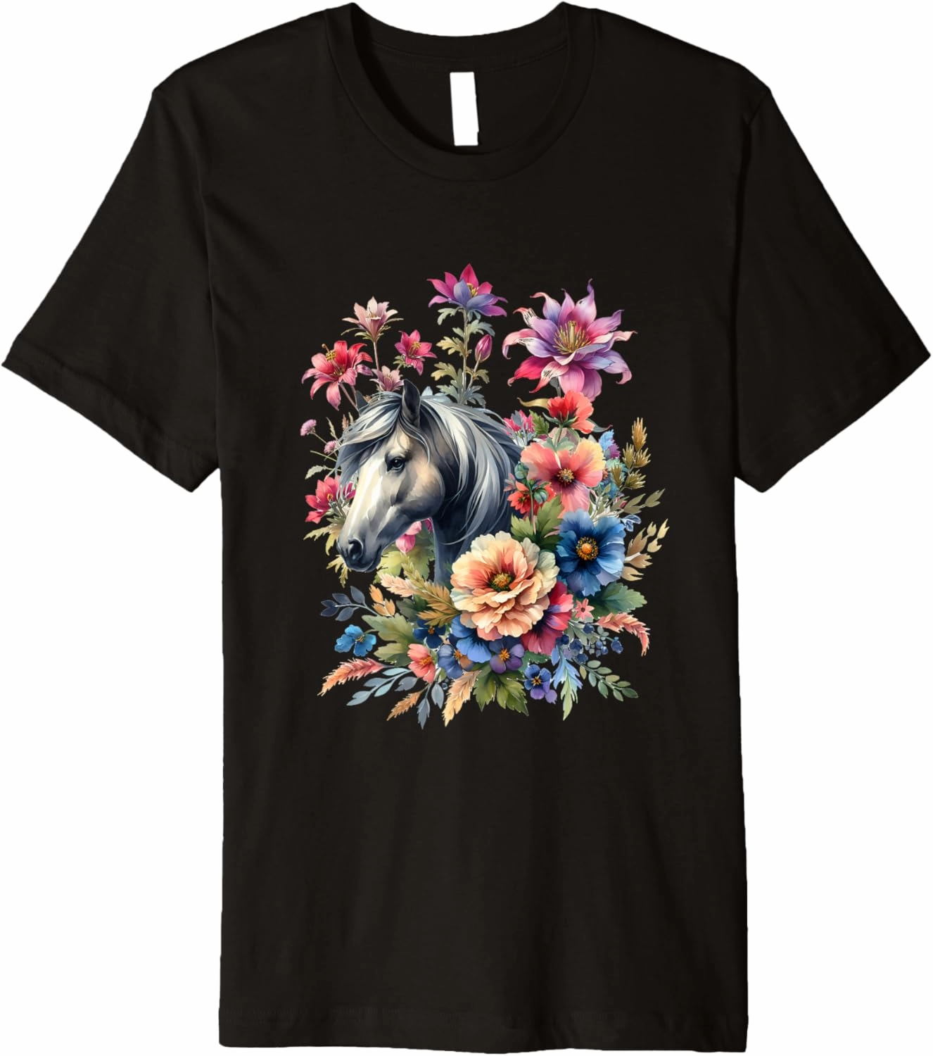 Horses Girls Rider Horse Summer Flowers Birthday Child Premium T-Shirt