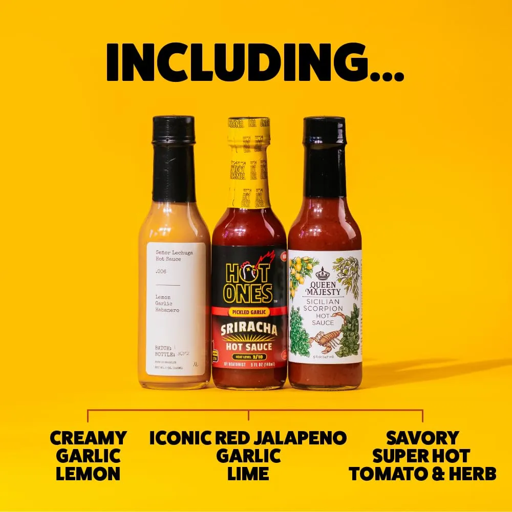 Hot Ones Hot Sauce Challenge Set - Season 26 Gift Set Variety Pack - Made with Natural Ingredients - Unique Small Batch Sampler - 5 fl oz Bottles (10-Pack)