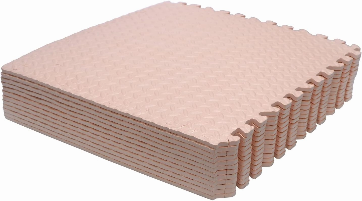 HTTMT- 12X(48 Sqft) Pink Gym Floor Mat 24x24 EVA Foam Interlocking Exercise Fitness Puzzle Floor Gym Yoga Mat Workout Pad [P/N: MTET-HOME012-12PC]