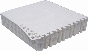 HTTMT- 12X(48 Sqft) White Gym Floor Mat 24x24 EVA Foam Interlocking Exercise Fitness Puzzle Floor Gym Yoga Mat Workout Pad [P/N: MTET-HOME012-12PC]
