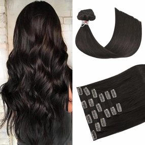 HUAYI Dark Brown Clip in Hair Extensions Real Human Hair 120G Remy Human Hair Clip in Extensions Soft Silky Straight for Women 7pcs 16clips 20 Inch Brown Hair Extensions