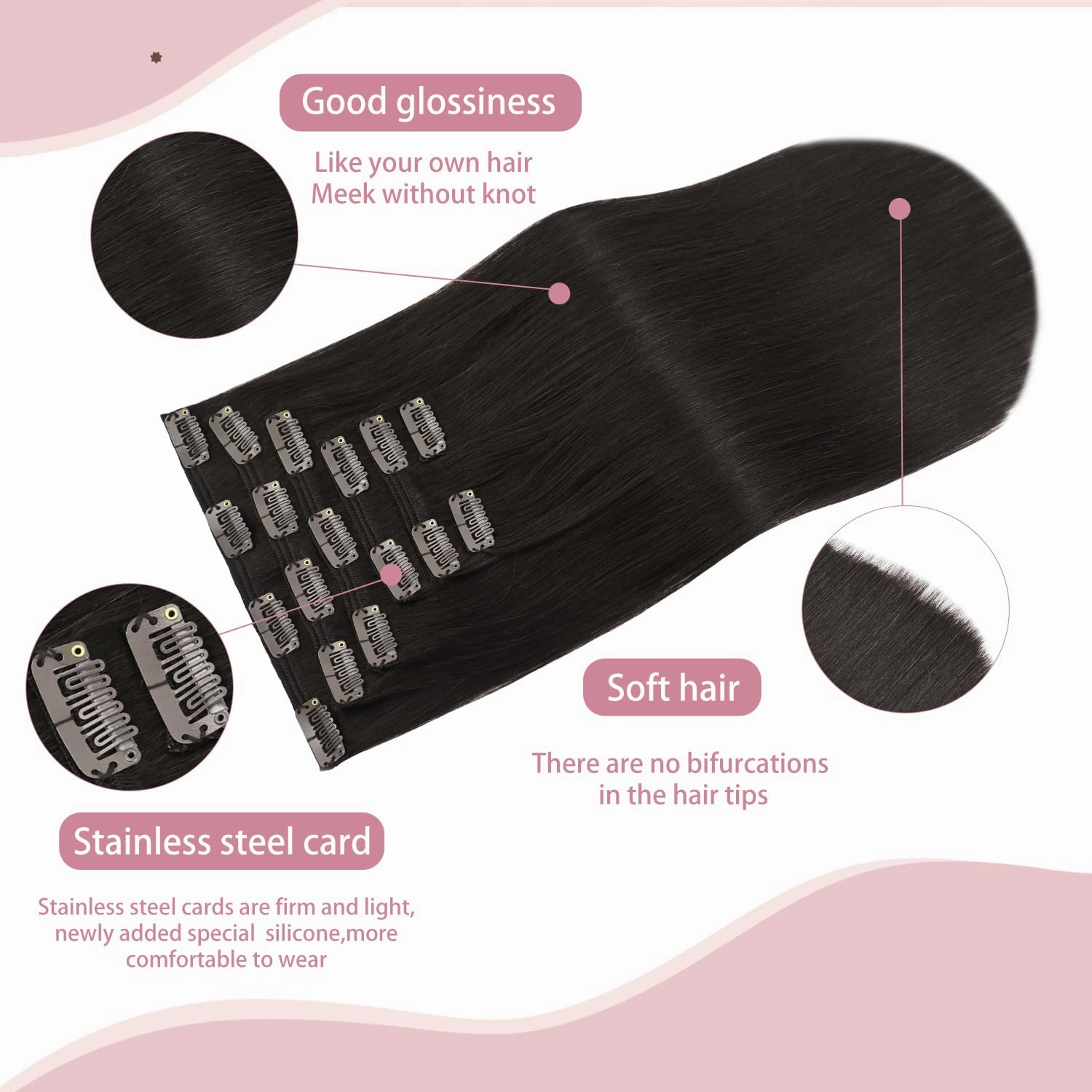HUAYI Dark Brown Clip in Hair Extensions Real Human Hair 120G Remy Human Hair Clip in Extensions Soft Silky Straight for Women 7pcs 16clips 20 Inch Brown Hair Extensions