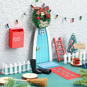 Hungdao 20 Pcs Christmas Fairy Doors Decor Arched Door Fairy Doors Tooth Xmas Decor Wooden Tiny Miniature for Child