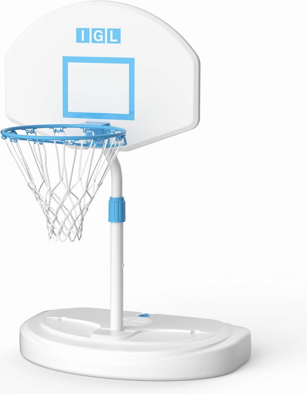 IGL Pool Basketball Hoop Poolside-Height Adjustable, Swimming Pool Basketball Hoop Outdoor, Anti-rust Stainless Steel Portable Basketball Goal System for Pool, Fillable Base, Includes 2 Balls and Pump