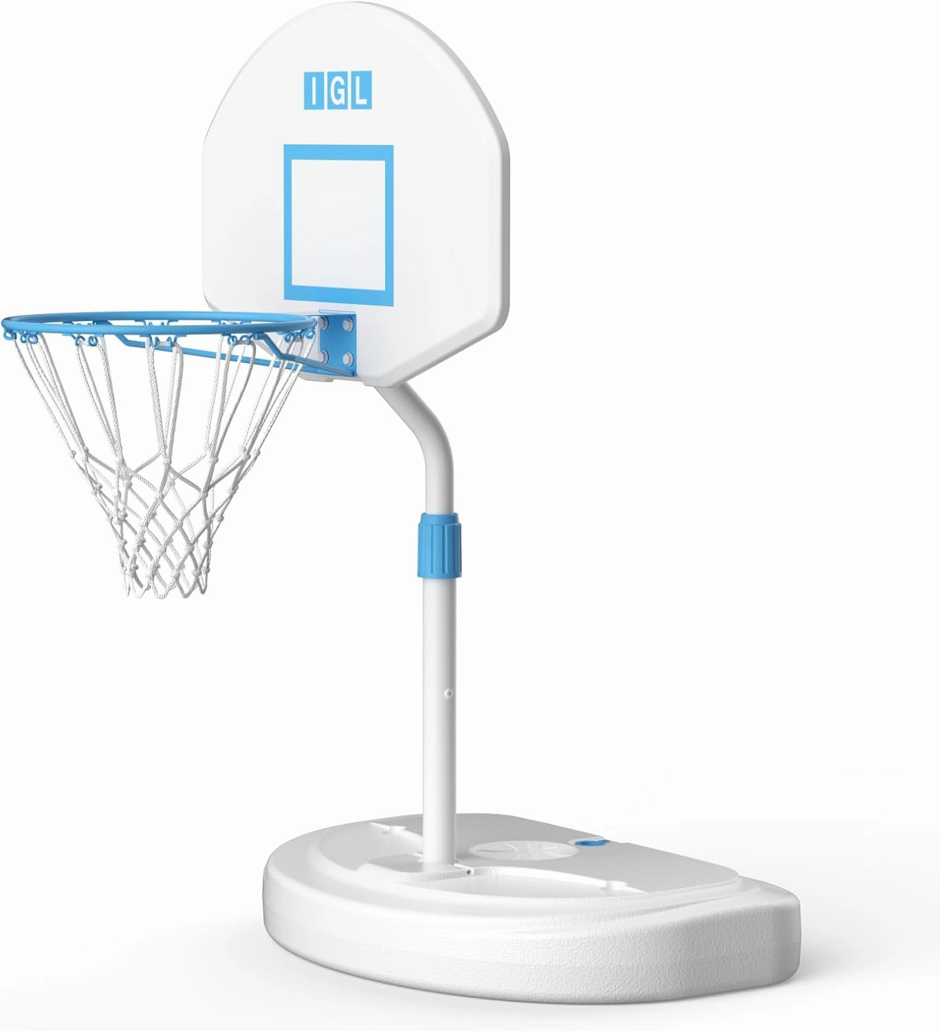 IGL Pool Basketball Hoop Poolside-Height Adjustable, Swimming Pool Basketball Hoop Outdoor, Anti-rust Stainless Steel Portable Basketball Goal System for Pool, Fillable Base, Includes 2 Balls and Pump