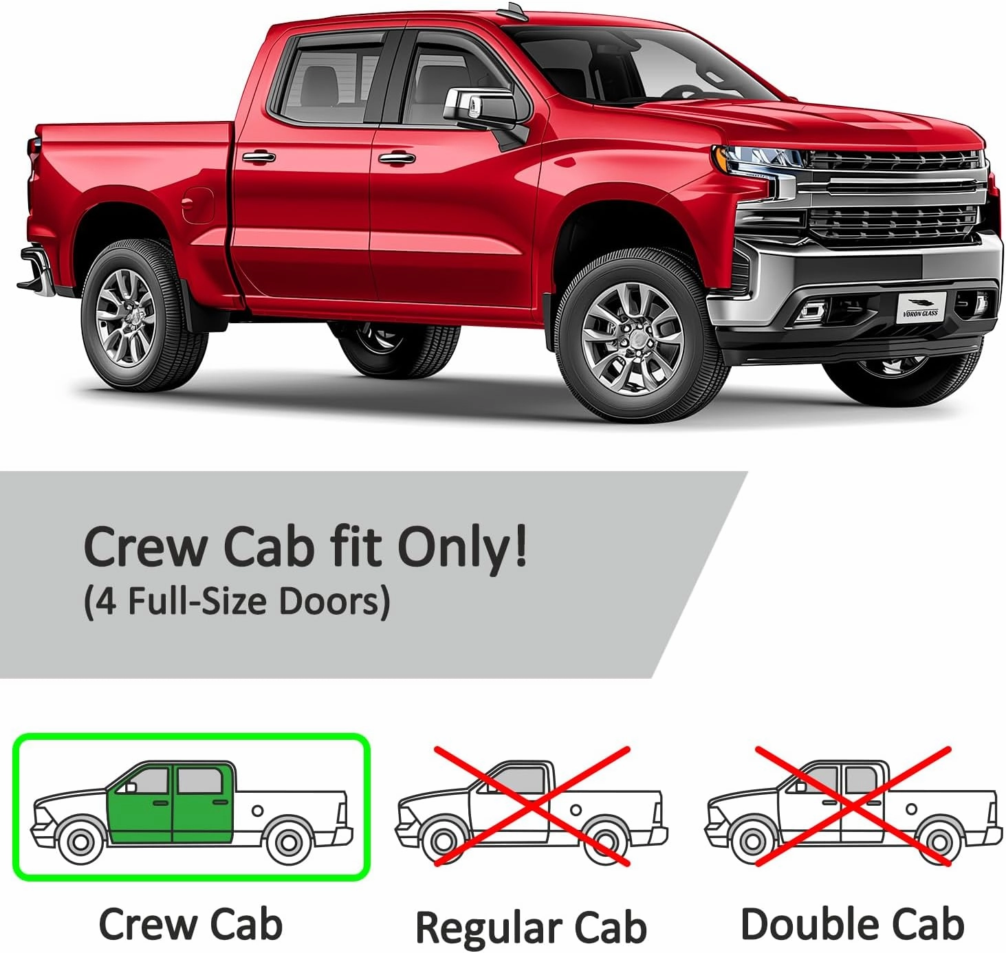 in-Channel Extra Durable Rain Guards for Chevy Silverado/GMC Sierra 1500 2019-2025 Crew Cab,Window Deflectors,Vent Visors,4pcs - 220089