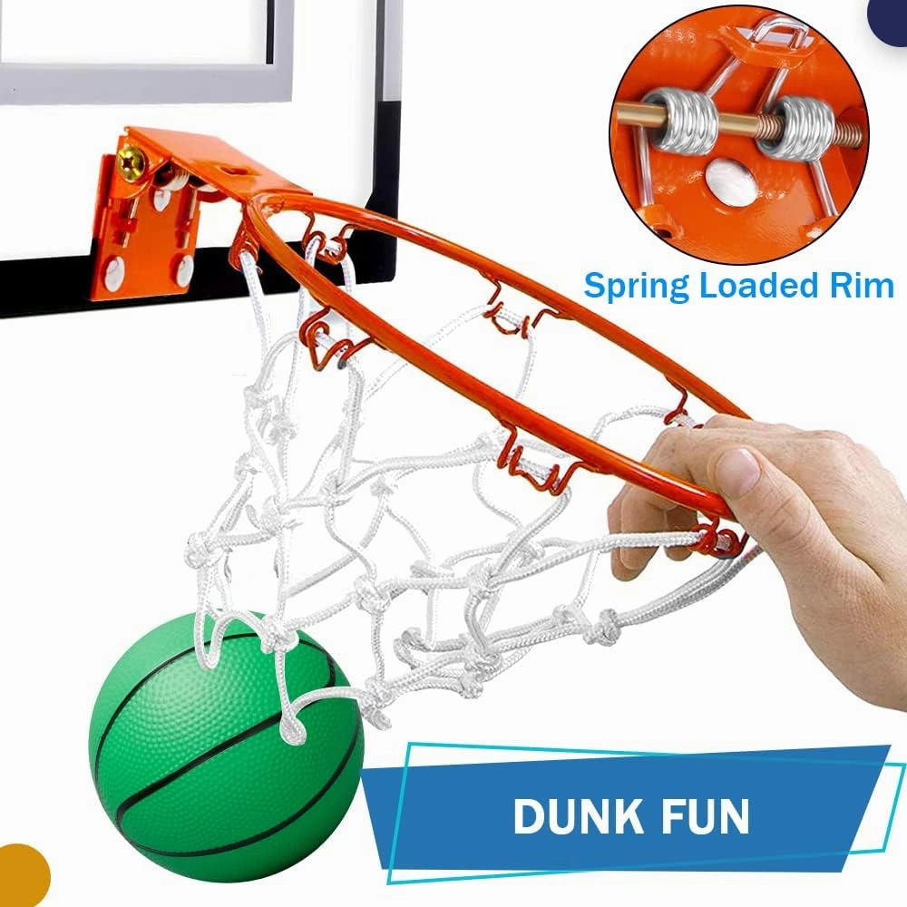 Indoor Basketball Hoop Set for Kids Adults, Mini Over The Door Hoop Set with 4 Mini 6" Balls for Wall Home Office, Upgarde Wall Mount Basketball Goal Sport Game for Boys Age 3-12 Years