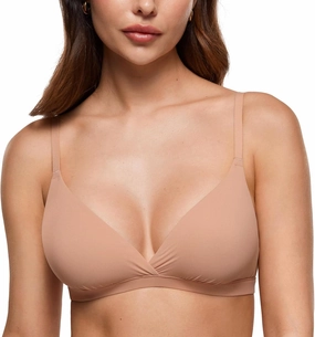 INLYRIC Women's Inbarely Triangle Bralette Comfortable Unlined V Neck Wireless Smoothing Bra Top Stretch