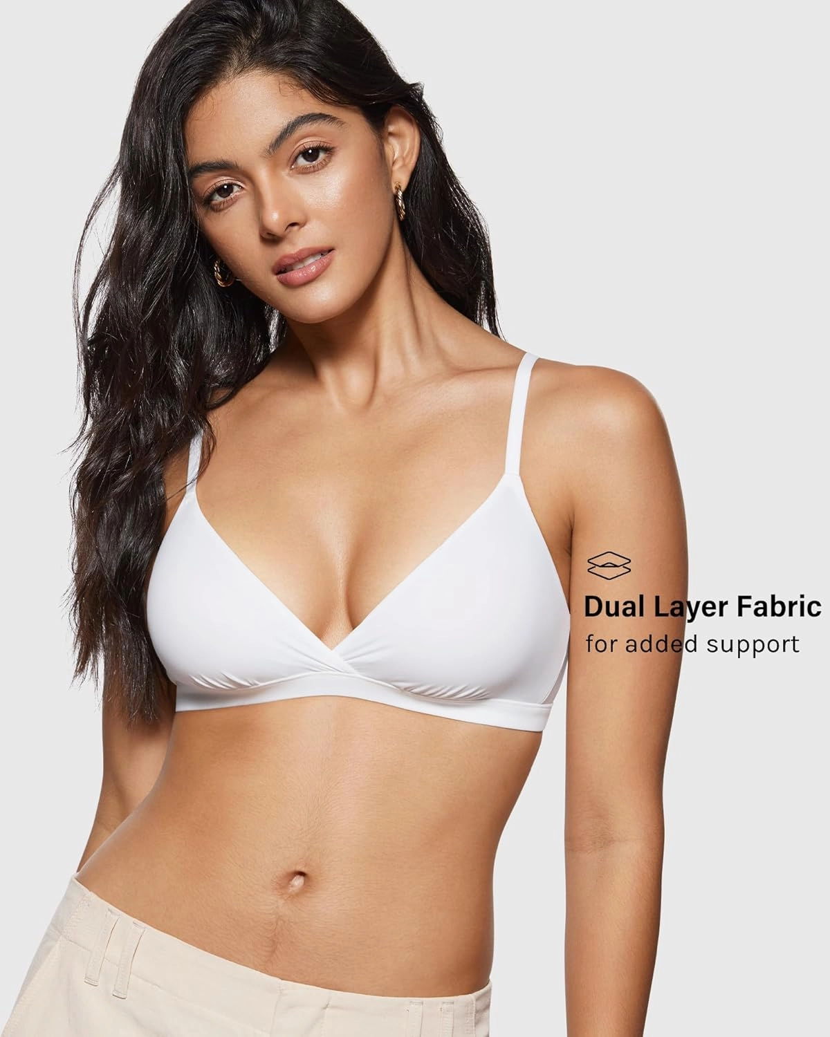 INLYRIC Women's Inbarely Triangle Bralette Comfortable Unlined V Neck Wireless Smoothing Bra Top Stretch