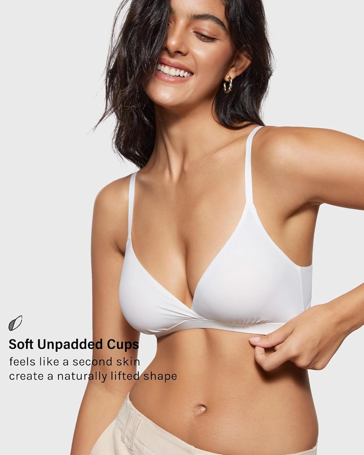 INLYRIC Women's Inbarely Triangle Bralette Comfortable Unlined V Neck Wireless Smoothing Bra Top Stretch