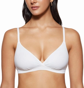 INLYRIC Women's Inbarely Triangle Bralette Comfortable Unlined V Neck Wireless Smoothing Bra Top Stretch