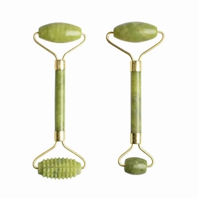 Jade Massage Roller Set Guasha Board Double Heads Jade Roller Face Natural Stone Massage Beauty Neck(Type d)