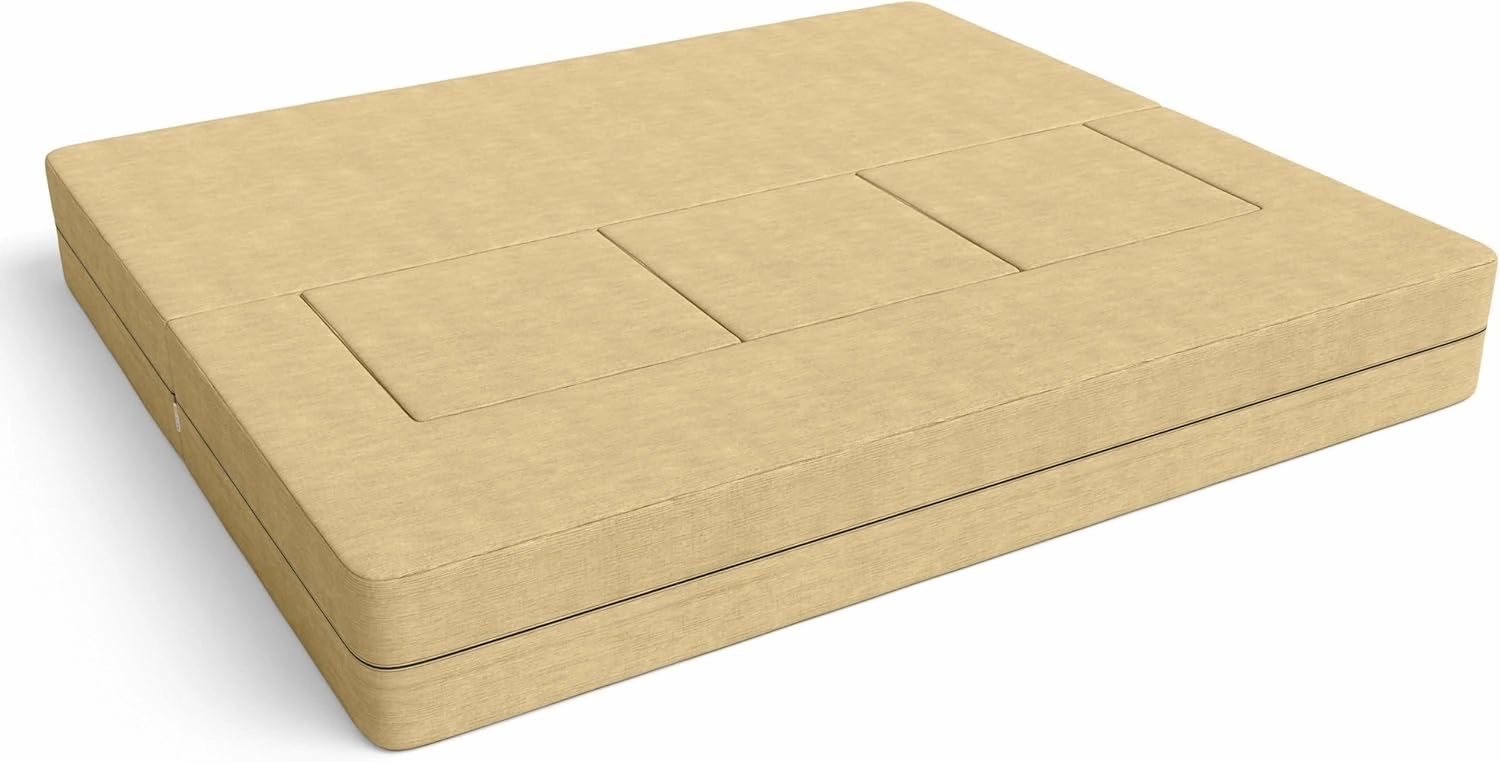 Jaxx Zipline Convertible Sleeper Sofa & Three Ottomans/California King-Size Bed, Textured Microvelvet - Camel