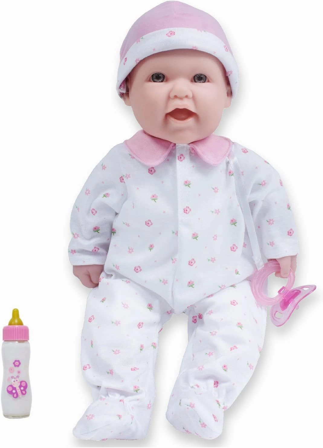 JC Toys - La Baby | Caucasian 16-inch Medium Soft Body Baby Doll | Washable | Removable Pink Outfit w/Hat and Pacifier | for Children 12 Months  