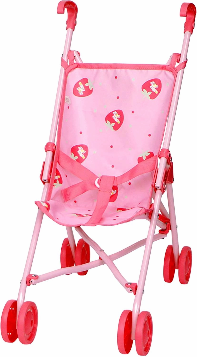 JC Toys | Missy Kissy | Folding Doll Stroller | Pink Strawberry Print | Ages 3 
