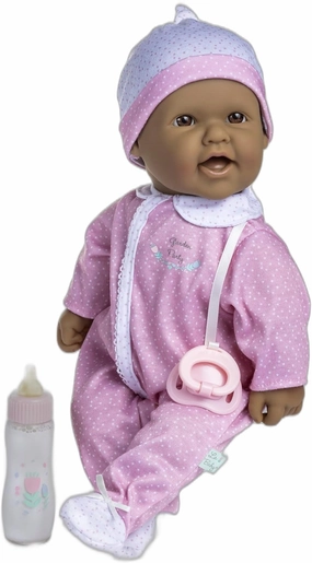 JC Toys La Baby Hispanic 16-inch Small Soft Body Baby Doll La Baby | Washable |Removable Pink and White w/Hat, Pacifier & Magic Bottle | for Children 12 Months  
