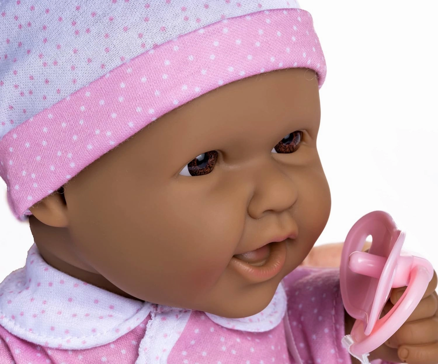 JC Toys La Baby Hispanic 16-inch Small Soft Body Baby Doll La Baby | Washable |Removable Pink and White w/Hat, Pacifier & Magic Bottle | for Children 12 Months  
