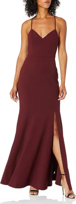 Jenny Yoo Women's Reese Spaghetti Strap Fitted Crepe Gown