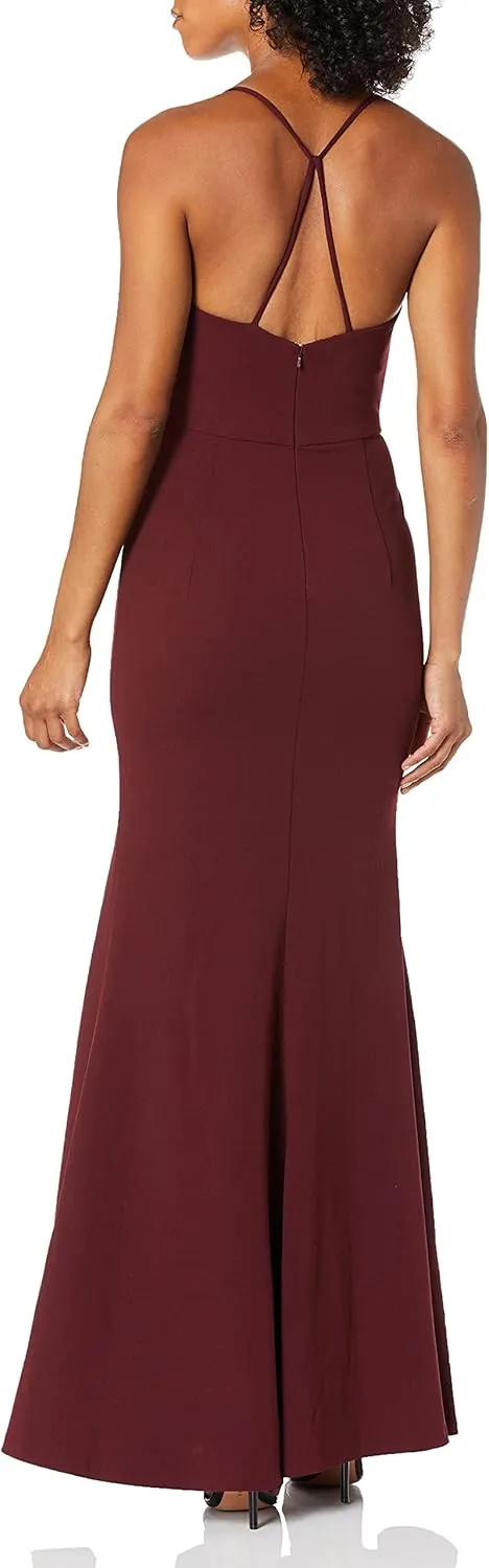 Jenny Yoo Women's Reese Spaghetti Strap Fitted Crepe Gown
