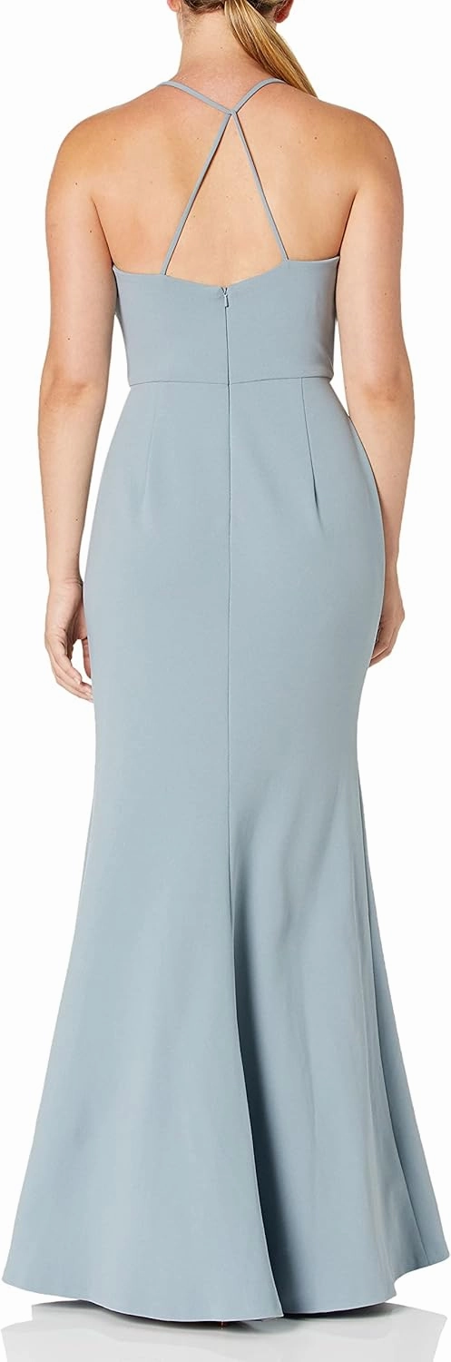 Jenny Yoo Women's Reese Spaghetti Strap Fitted Crepe Gown
