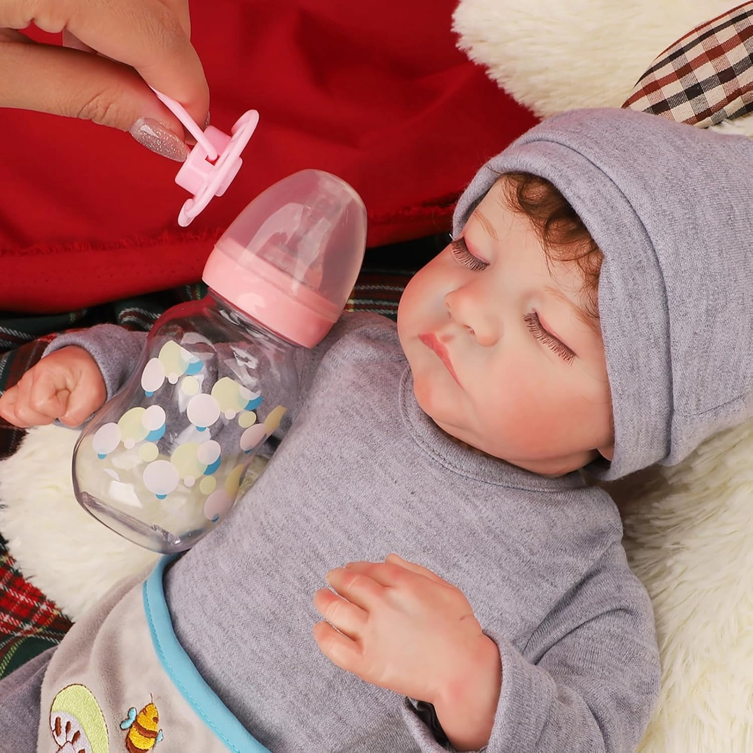 Jirachi Reborn Baby Dolls, Lifelike Baby Boy, Realistic Newborn Baby Doll Silicone Full Body with Toy Accessories Gift Set for Kids Age 3  Blue 17 Inch doll-liwei hair