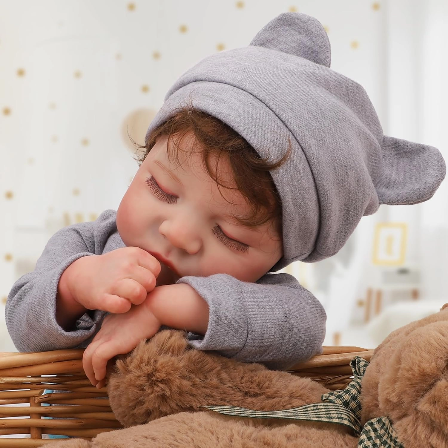 Jirachi Reborn Baby Dolls, Lifelike Baby Boy, Realistic Newborn Baby Doll Silicone Full Body with Toy Accessories Gift Set for Kids Age 3  Blue 17 Inch doll-liwei hair