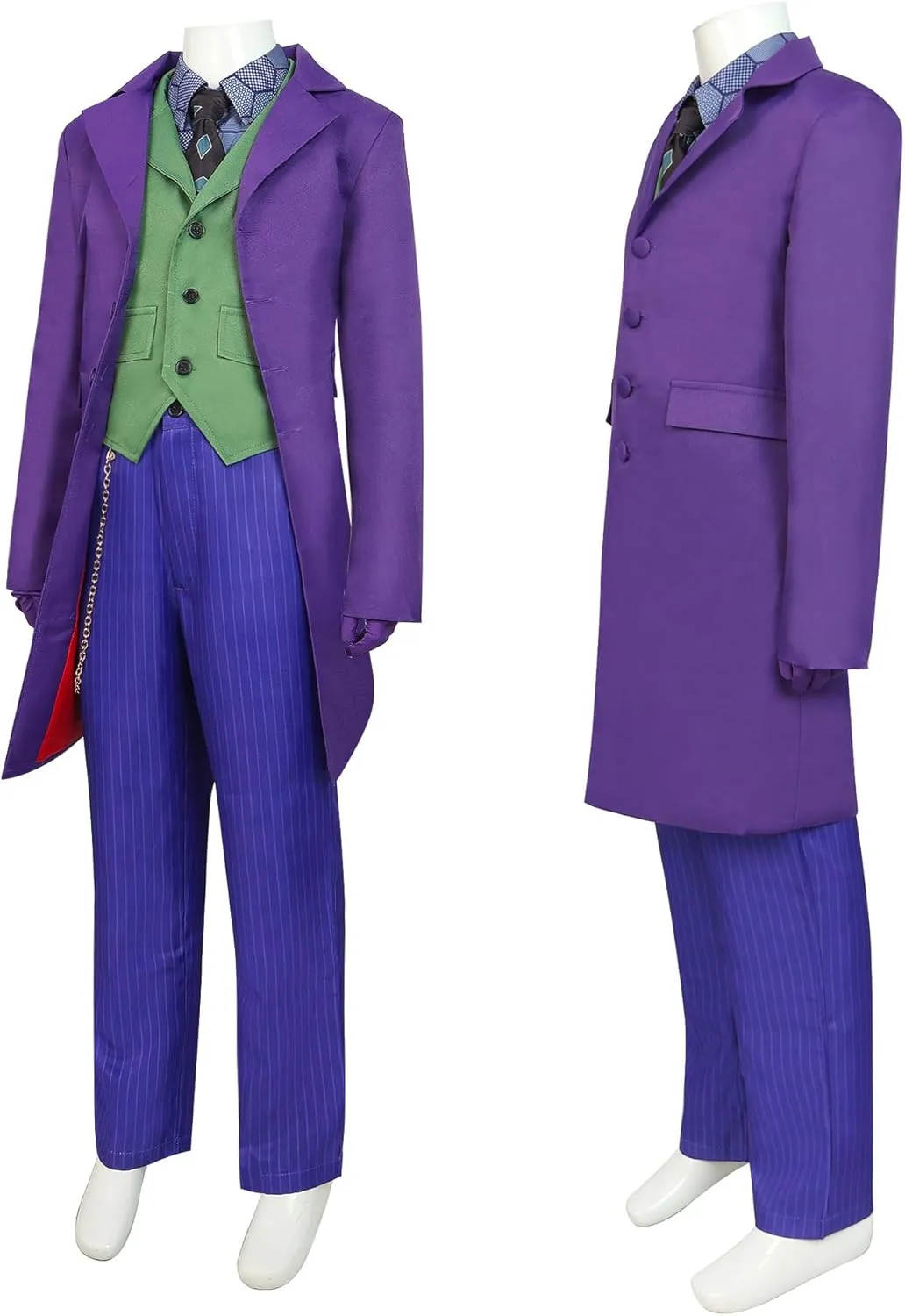 Joker Costume for Kids，Deluxe Halloween Dark Knight Costume Suit Jacket with Tie Accessories