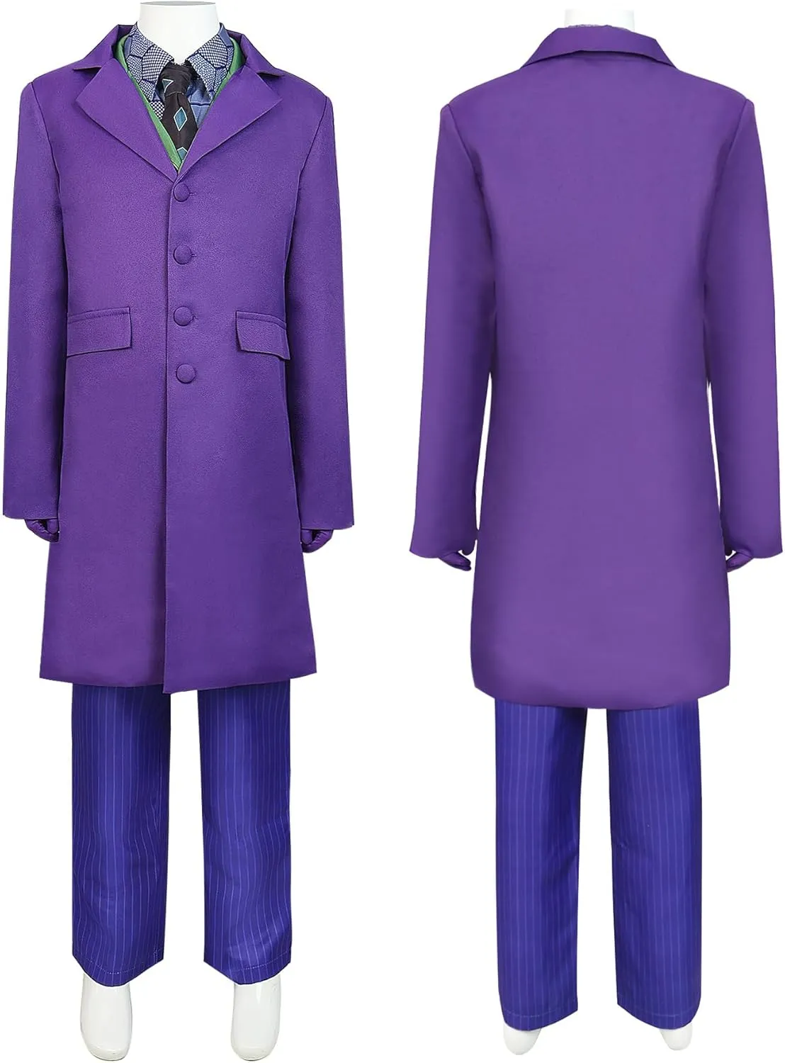 Joker Costume for Kids，Deluxe Halloween Dark Knight Costume Suit Jacket with Tie Accessories