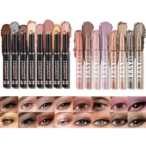 Jolilab Matte Eyeshadow Stick Set, 16 PCS Professional Bright-Colored Contouring and Highlight Sticks, Cream Eyeshadow Waterproof Long Lasting High Pigmented Eye Shadows