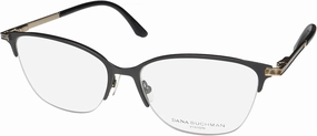 Jordan Cat Eye Adjustable Nose Pads Half-Rim Eyeglass Frame/Eyewear [52-16-135, black]