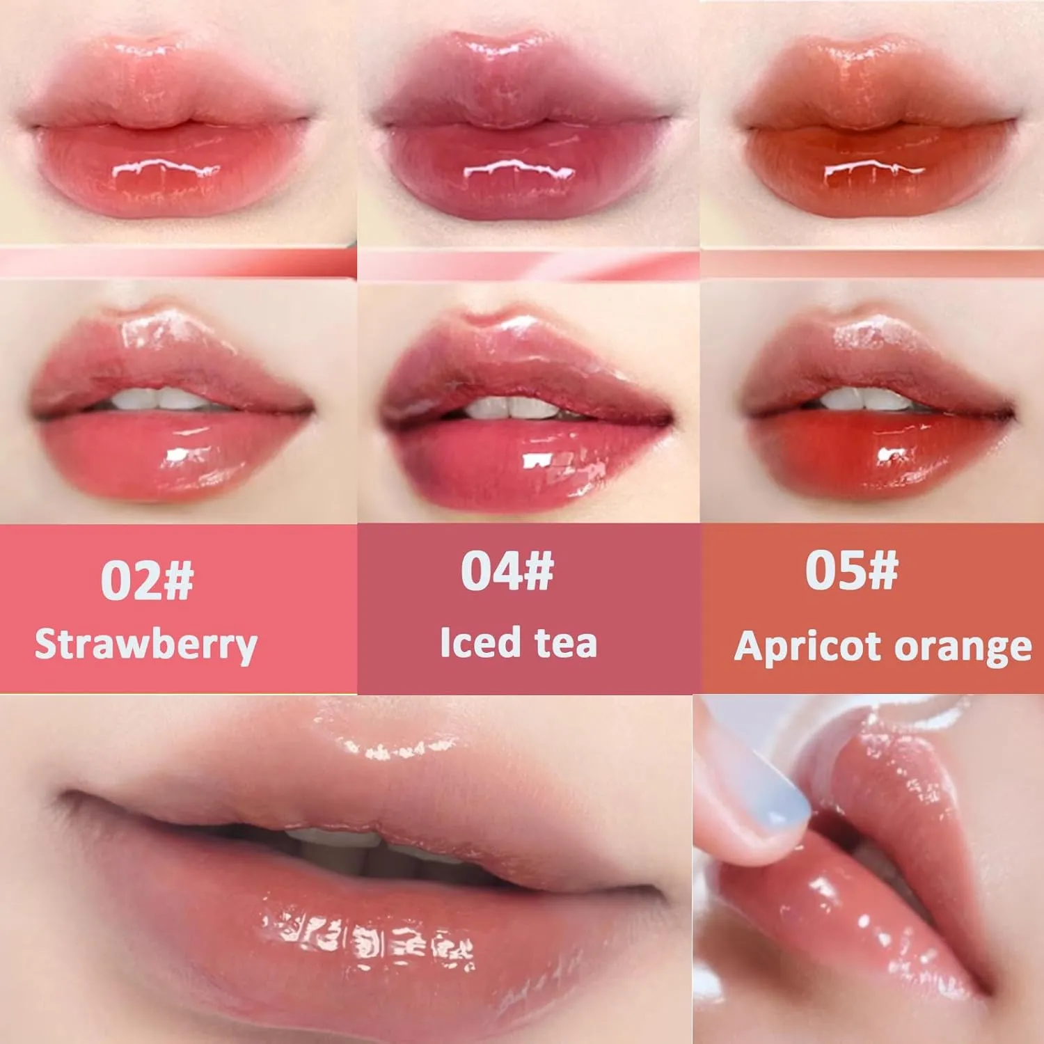Judy Doll Lip Gloss, Judy Doll Ice Watery Lip Gloss, Judy Doll Lip Gloss Clear, Jelly Moisturizing Light Nonstick Tinted (09#)