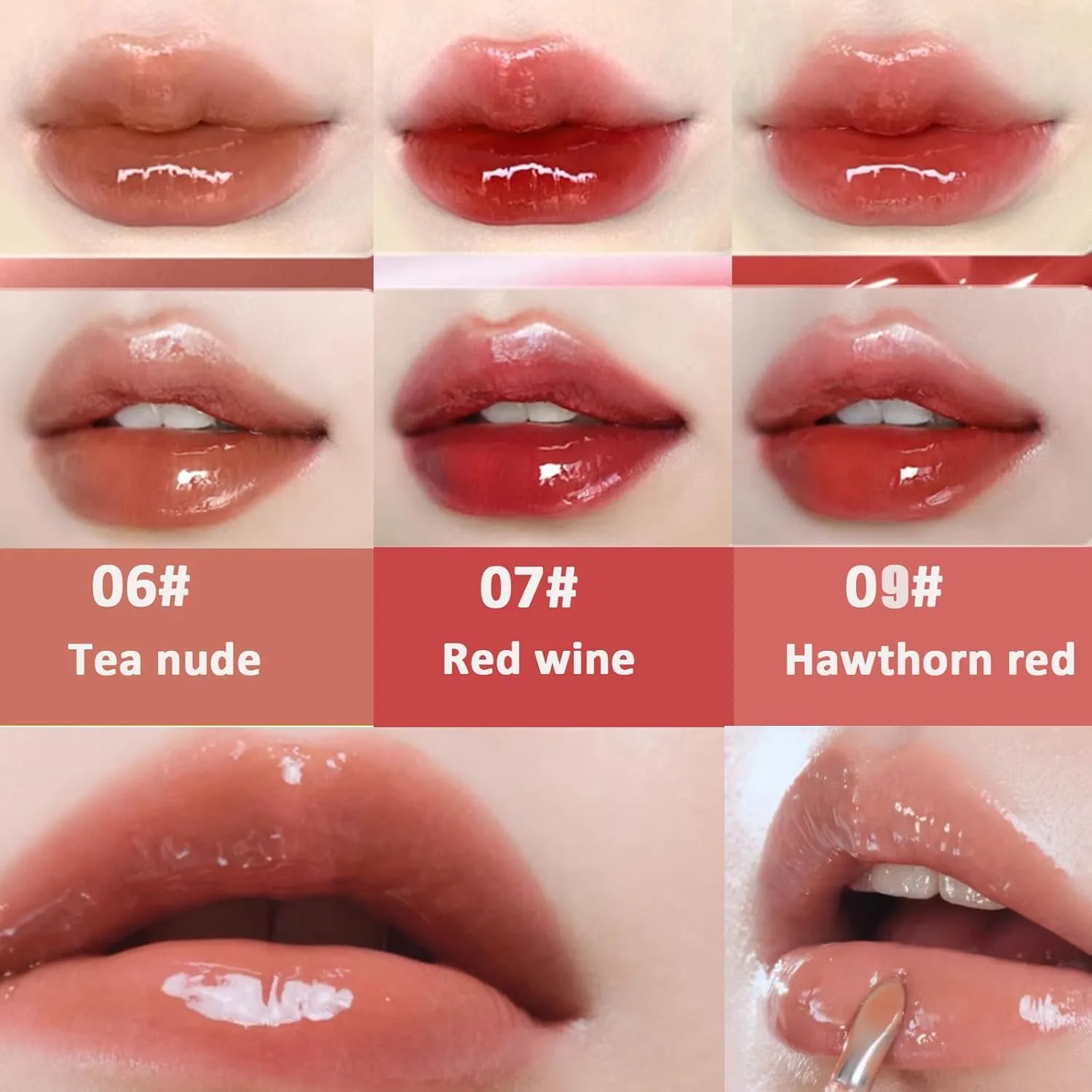 Judy Doll Lip Gloss, Judy Doll Ice Watery Lip Gloss, Judy Doll Lip Gloss Clear, Jelly Moisturizing Light Nonstick Tinted (09#)