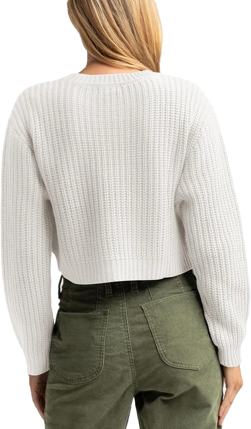 Jumppmile Women's Cropped Sweater Knit Long Sleeve Crewneck Soft Pullover Sweater Top