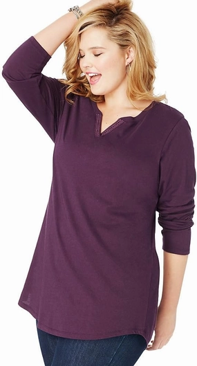 Just My Size Women's Plus Size Split Neck Tunic