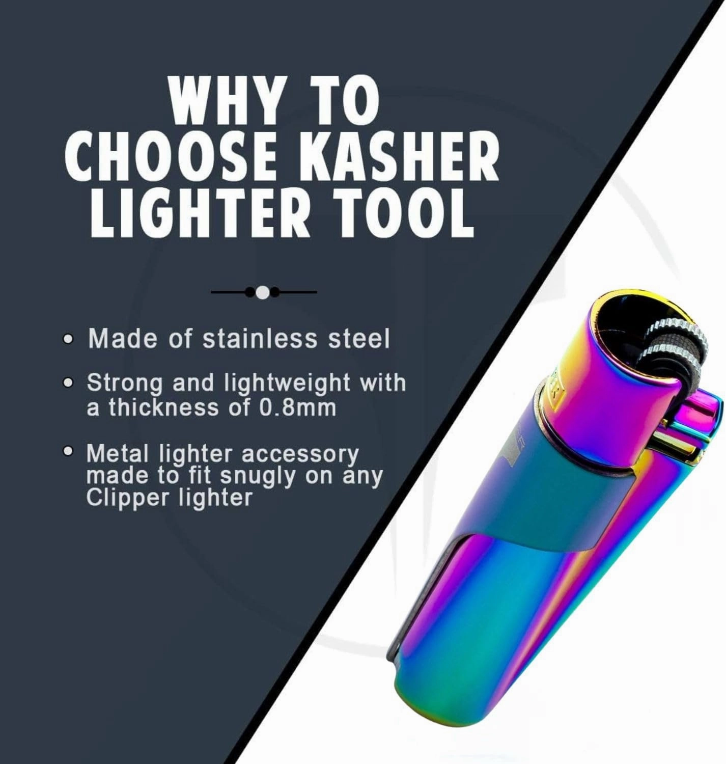 Kasher's Metallic Lighter with Multipurpose Tool - Refillable Metal Lighter & Case (ICY, Green)