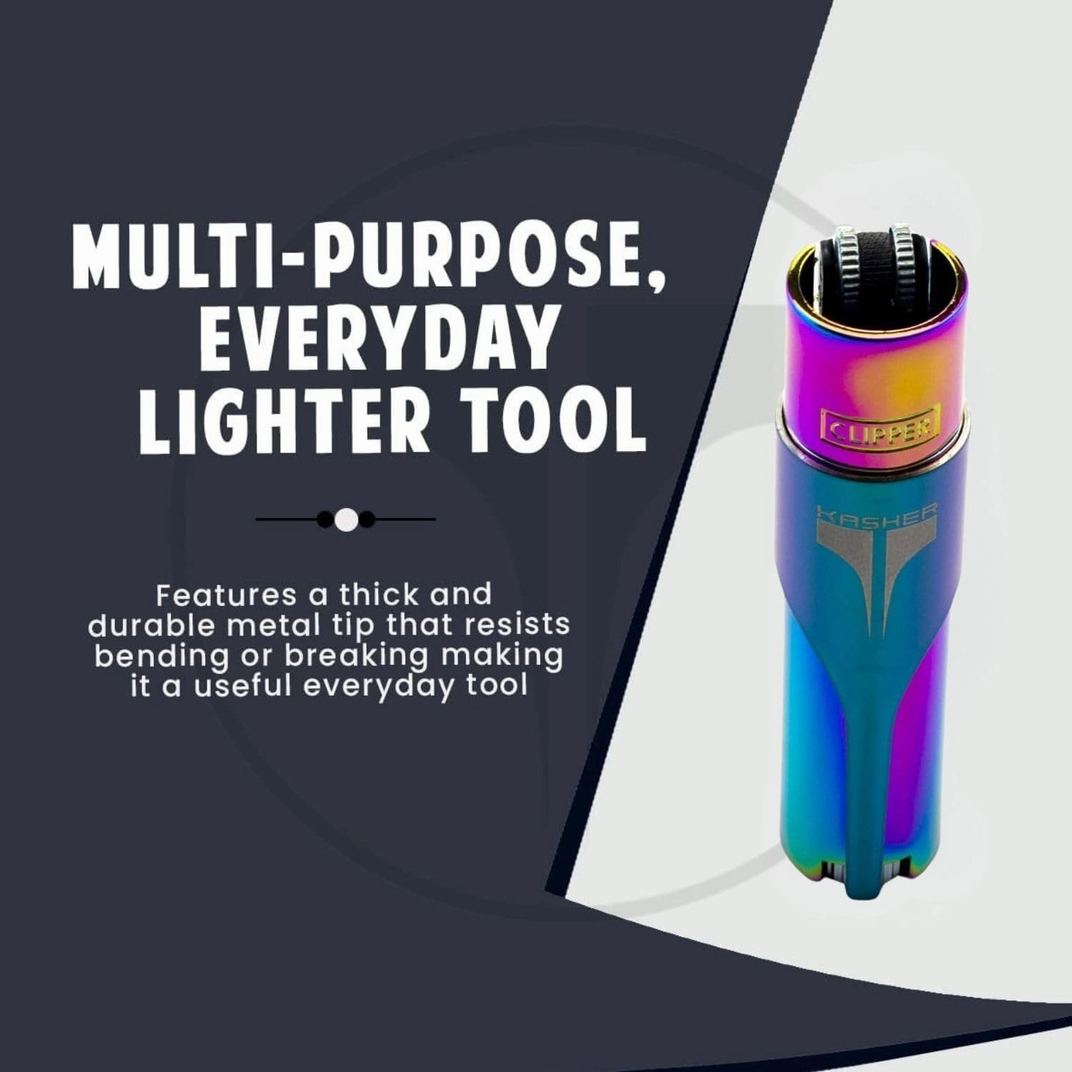 Kasher's Metallic Lighter with Multipurpose Tool - Refillable Metal Lighter & Case (ICY, Green)