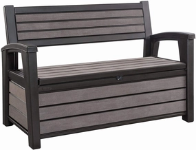Keter Hudson 60 Gallon Plastic Resin Weather Resistant Outdoor Backyard Patio Storage Bench Deck Box, Brown