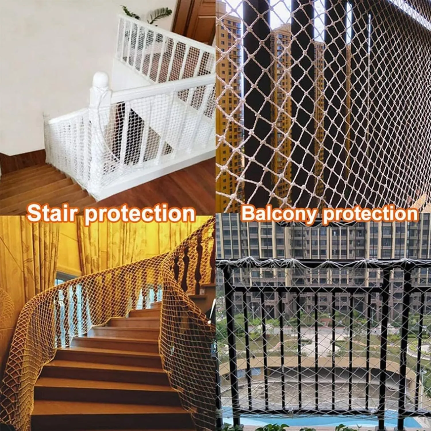Kid Safety Net Anti Falling Pet Balcony Stair Protection Net White Weaving Net Rope Fence Net Truck Cargo Trailer Netting(1x5m/3x16ft)