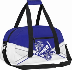 Kid Cheer Duffel Bag Travel Weekender Overnight Bag Sports Gym Bags for Girls Boys Personalized Gymnastics Sleepover Bag Waterproof Carry-on Bags Collapsible Work Out Bags Blue Silvery White