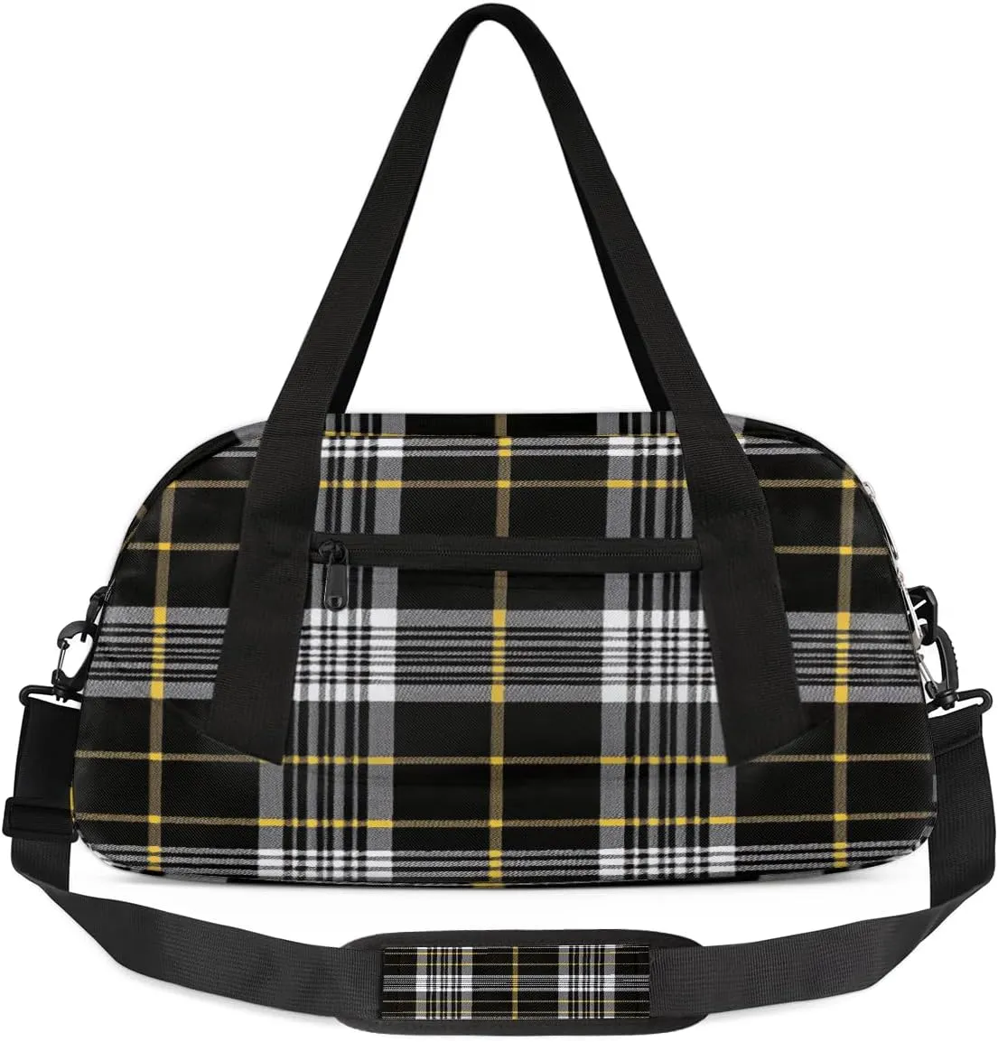 Kids Gym Bag with Adjustable Shoulder Strap, Plaid Check Pattern Classic Grid Print Boys & Girls Travel Sport Duffle Bag School for Overnight Travel Bag