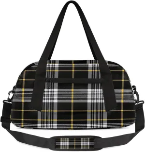 Kids Gym Bag with Adjustable Shoulder Strap, Plaid Check Pattern Classic Grid Print Boys & Girls Travel Sport Duffle Bag School for Overnight Travel Bag