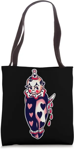 Killer Clown Kewpie Baby Doll Traditional Tattoo Flash Tote Bag
