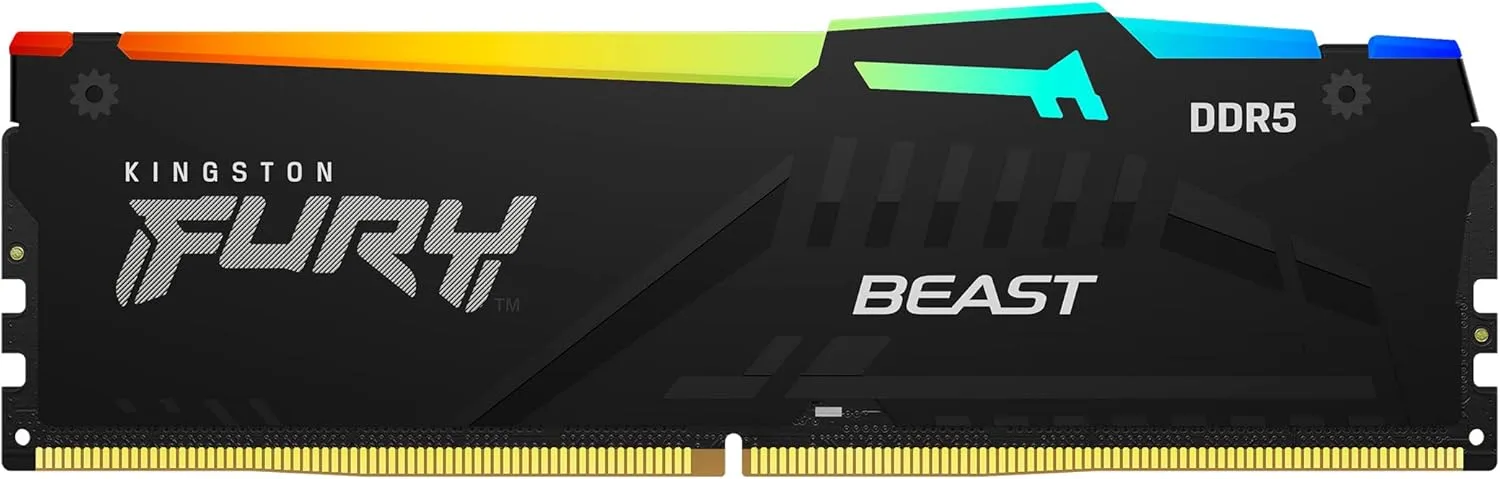 Kingston Fury Beast 64GB (2x32GB) 6000MT/s DDR5 CL36 RGB Desktop Memory Kit of 2 | Infrared Syncing | AMD Expo | Plug N Play | KF560C36BBEAK2-64