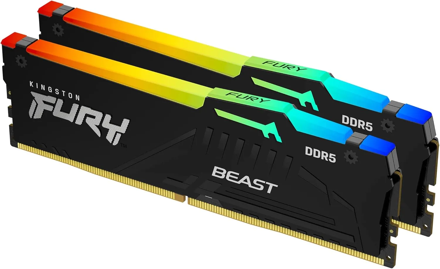 Kingston Fury Beast 64GB (2x32GB) 6000MT/s DDR5 CL36 RGB Desktop Memory Kit of 2 | Infrared Syncing | AMD Expo | Plug N Play | KF560C36BBEAK2-64