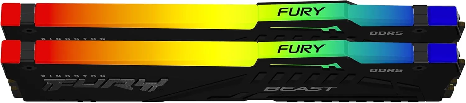 Kingston Fury Beast 64GB (2x32GB) 6000MT/s DDR5 CL36 RGB Desktop Memory Kit of 2 | Infrared Syncing | AMD Expo | Plug N Play | KF560C36BBEAK2-64