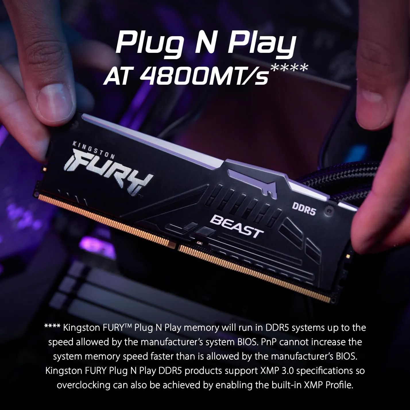 Kingston Fury Beast RGB 32GB (2x16GB) 6000MT/s DDR5 CL30 Desktop Memory | AMD Expo | Plug N Play | Kit of 2 | KF560C30BBEAK2-32