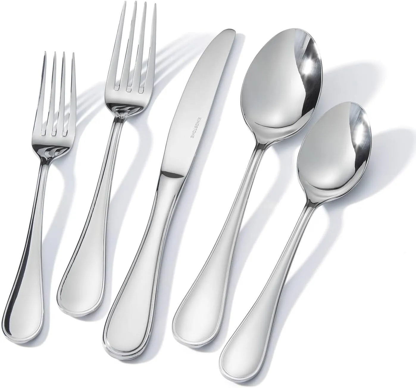 KINGSTONE 20 Piece Teardrop Silverware Set for 4, 18/10 Stainless Steel Flatware Set, Modern Design Cutlery Set for Home/Hotel/Wedding,Mirror Polished and Dishwasher Safe