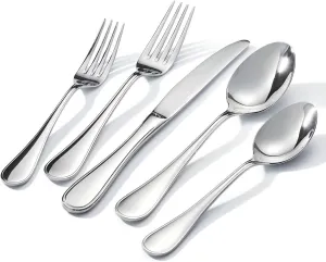 KINGSTONE 20 Piece Teardrop Silverware Set for 4, 18/10 Stainless Steel Flatware Set, Modern Design Cutlery Set for Home/Hotel/Wedding,Mirror Polished and Dishwasher Safe